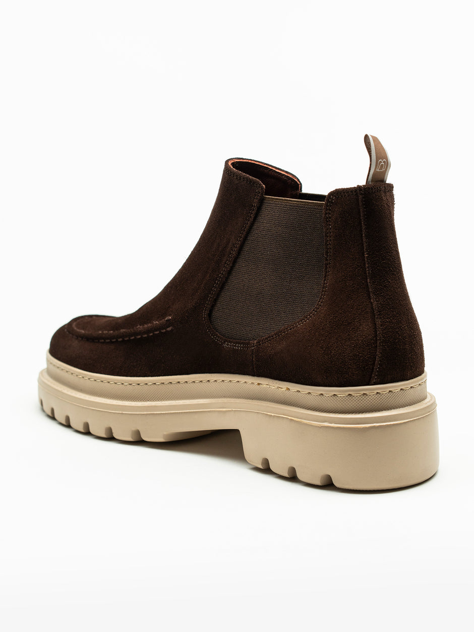 Ghete Barbati Cafeniu Din Piele Intoarsa Cu Talpa Din Spuma BMan149 (6)