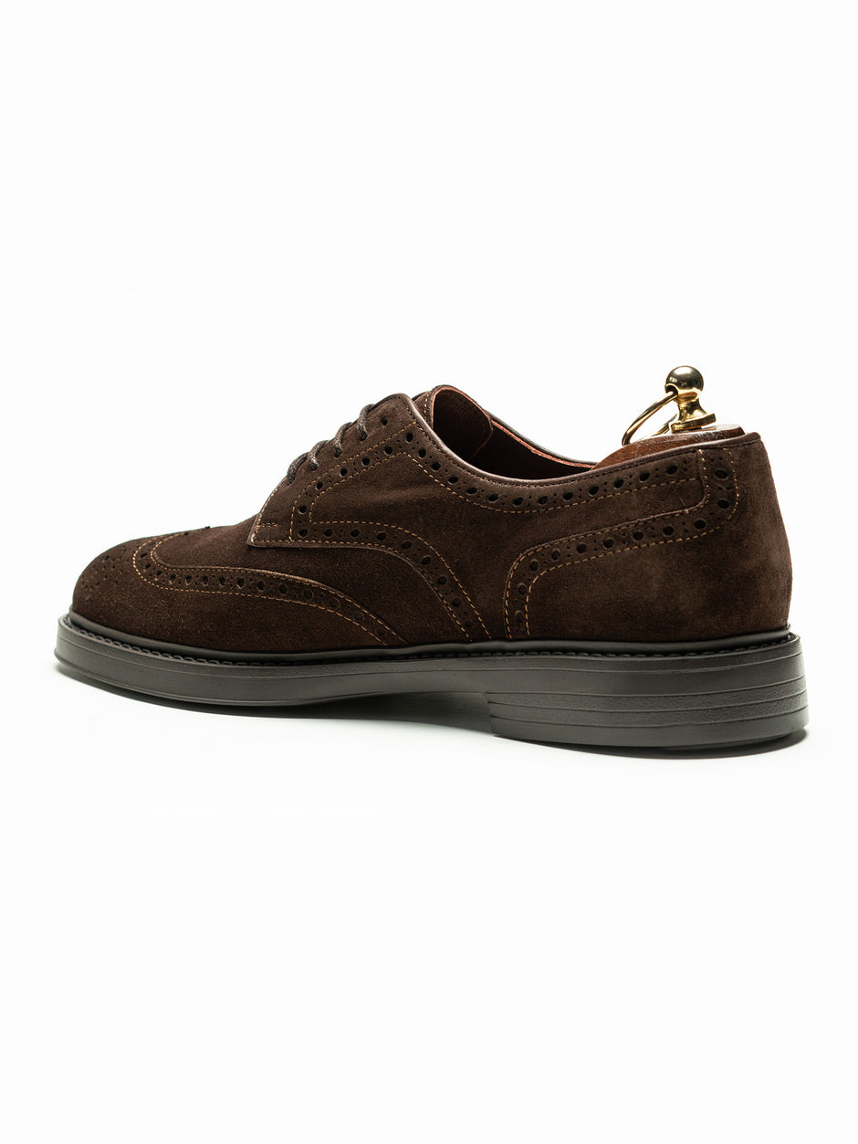 Pantofi Eleganti Barbati Derby Brogue Eleganti Cafenii Din Piele Intoarsa  BMan0421 (7)