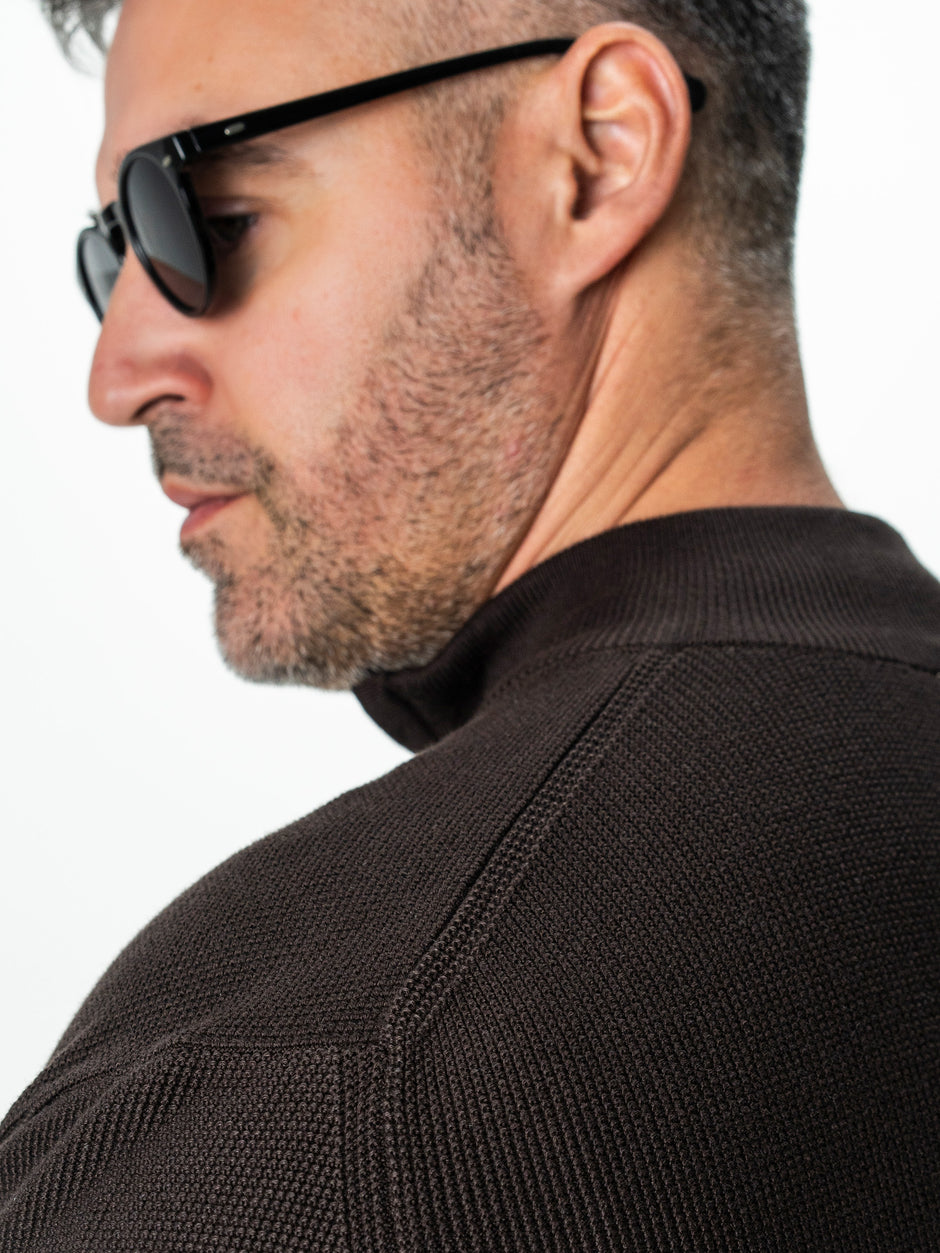 Pulover Barbati Cafeniu Cu Fermoar 100% Bumbac BMan0029 (7)