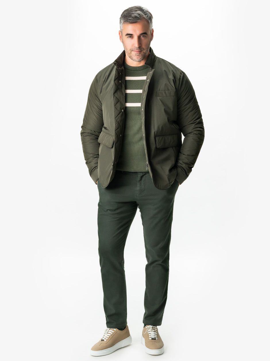 Pantaloni Casual Barbati Verde Inchis Bumbac Natural Toamna & Iarna Design Chinos BMan521 (5)