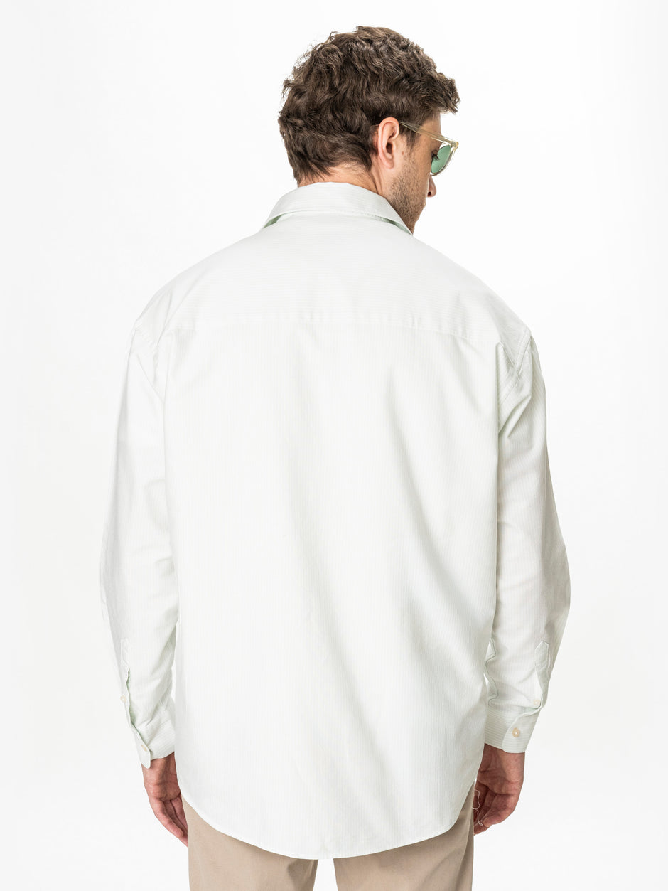 Camasa Casual Overshirt Alba Dungi Olive Barbati Bumbac BMan0500 (8)