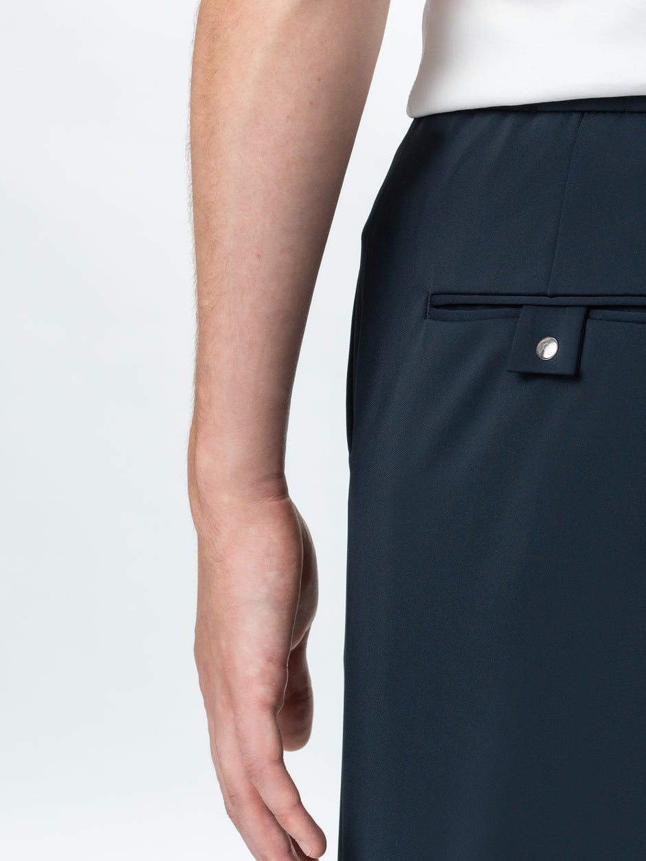 Pantaloni Casual & Office Premium City Flexo Cu Snur Barbati Bleumarin Spandex Milano BMan720 (6)