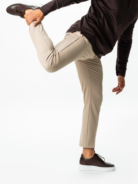Pantaloni Premium Barbati City Flexo Cu Snur Bej Deschis BMan712 (6)