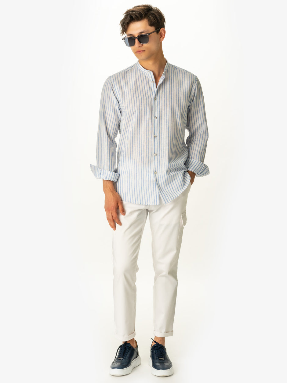 Pantaloni Cargo Barbati Crem Din 100% Bumbac Natural Santanderia BMan711 (3)