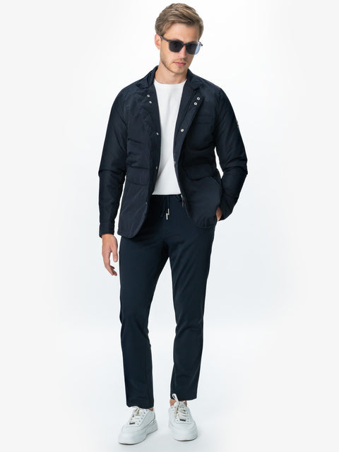 Pantaloni Casual & Office Premium City Flexo Cu Snur Barbati Bleumarin Spandex Milano BMan720 (5)
