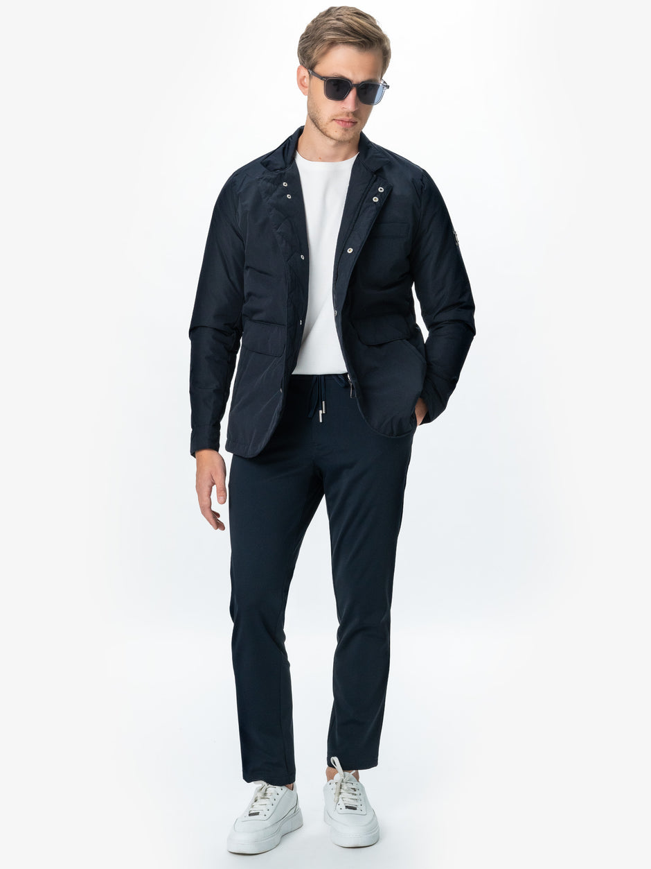 Pantaloni Casual & Office Premium City Flexo Cu Snur Barbati Bleumarin Spandex Milano BMan720 (5)