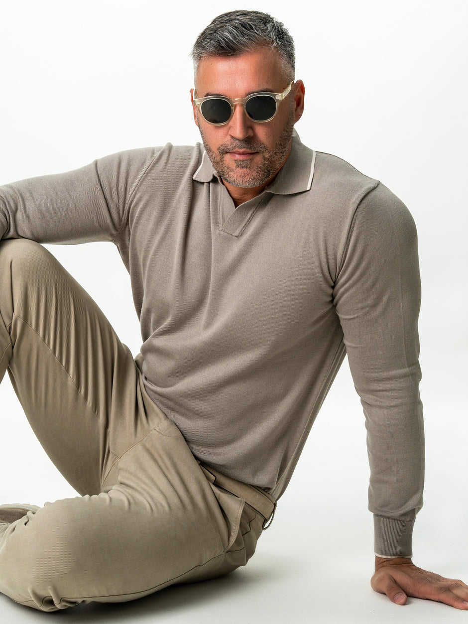 Pulover Polo Barbati Verde Olive Din Bumbac Natural BMan0031 (4)