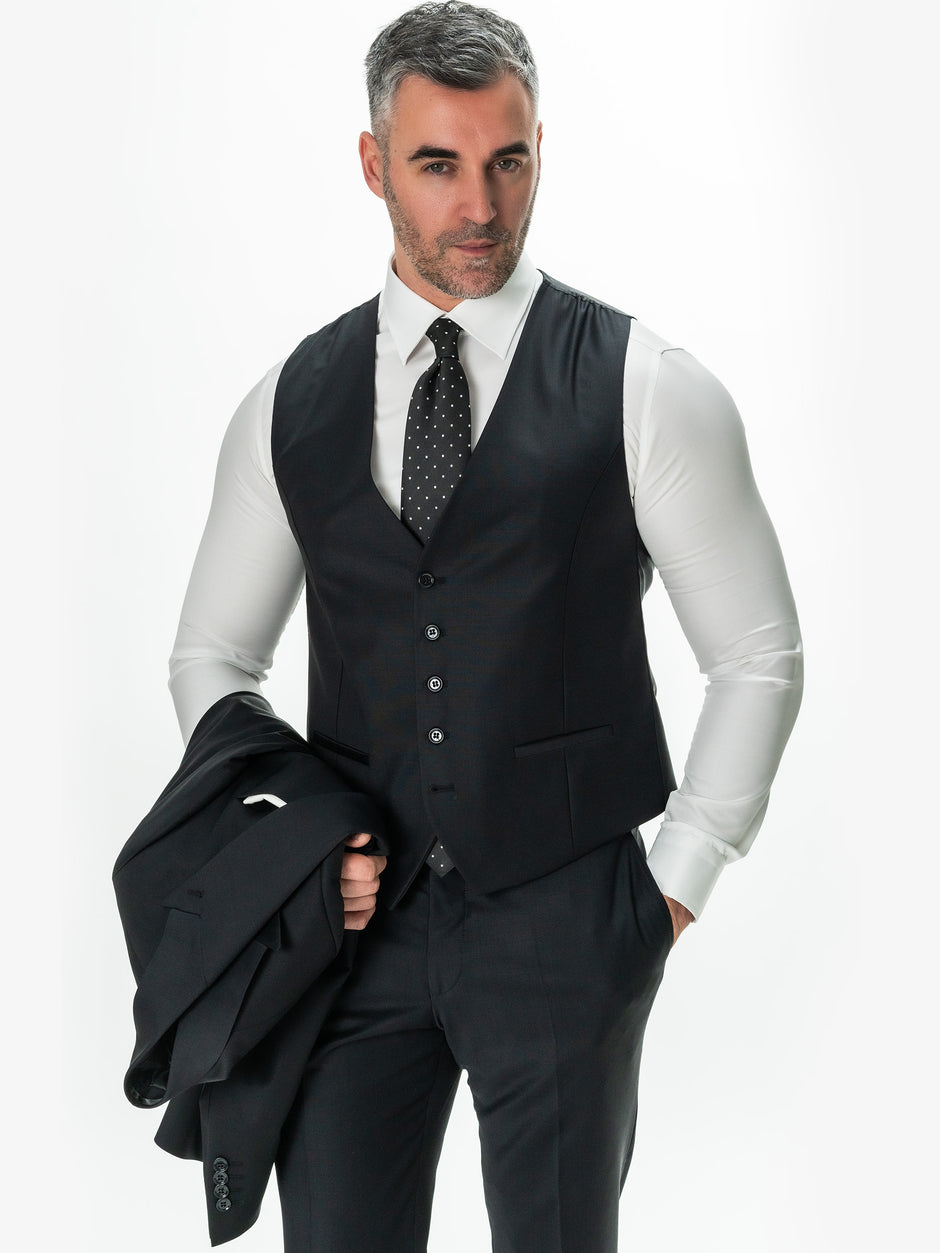 Costum Bărbați Negru 100% Lana Vitale Barberis BMan0042 (4)