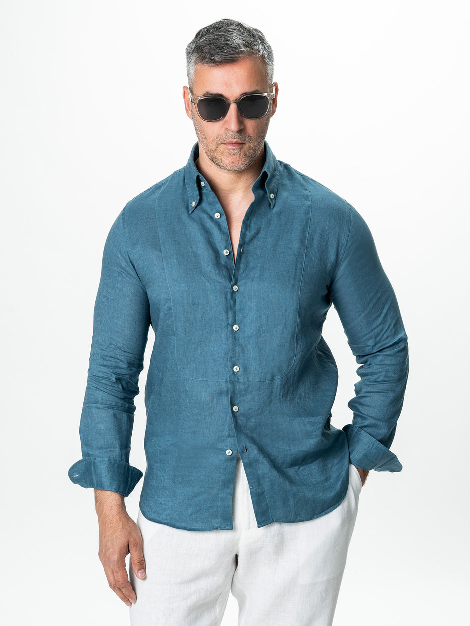 Camasa Barbati Albastru Marine 100% In Natural BMan0068 (1)