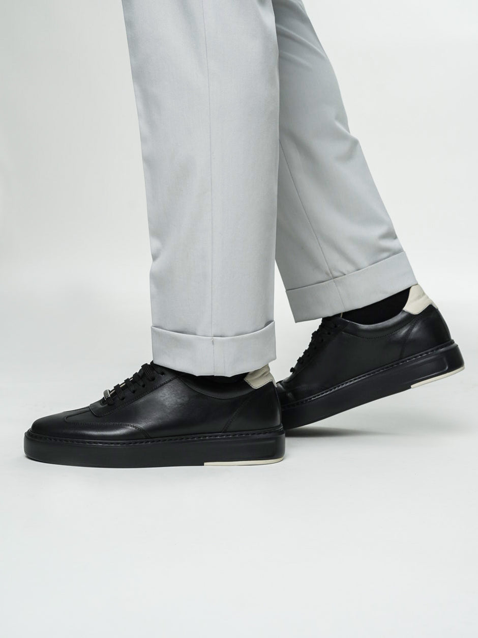 Pantofi Casual Barbati Sneakers Negri 100% Piele Naturala BMan0397 (4)