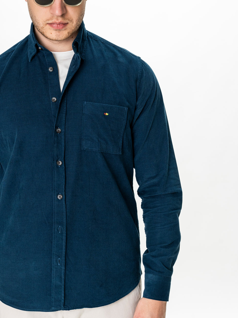Camasa Barbati Albastrastru Petrol din 100% Bumbac Relaxed Fit BMan0400 (10)