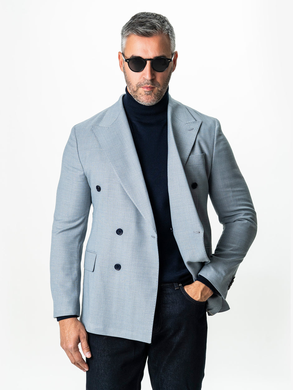 Sacou Barbati Albastru Blue Sky La Doua Randuri BMan0052 (4)