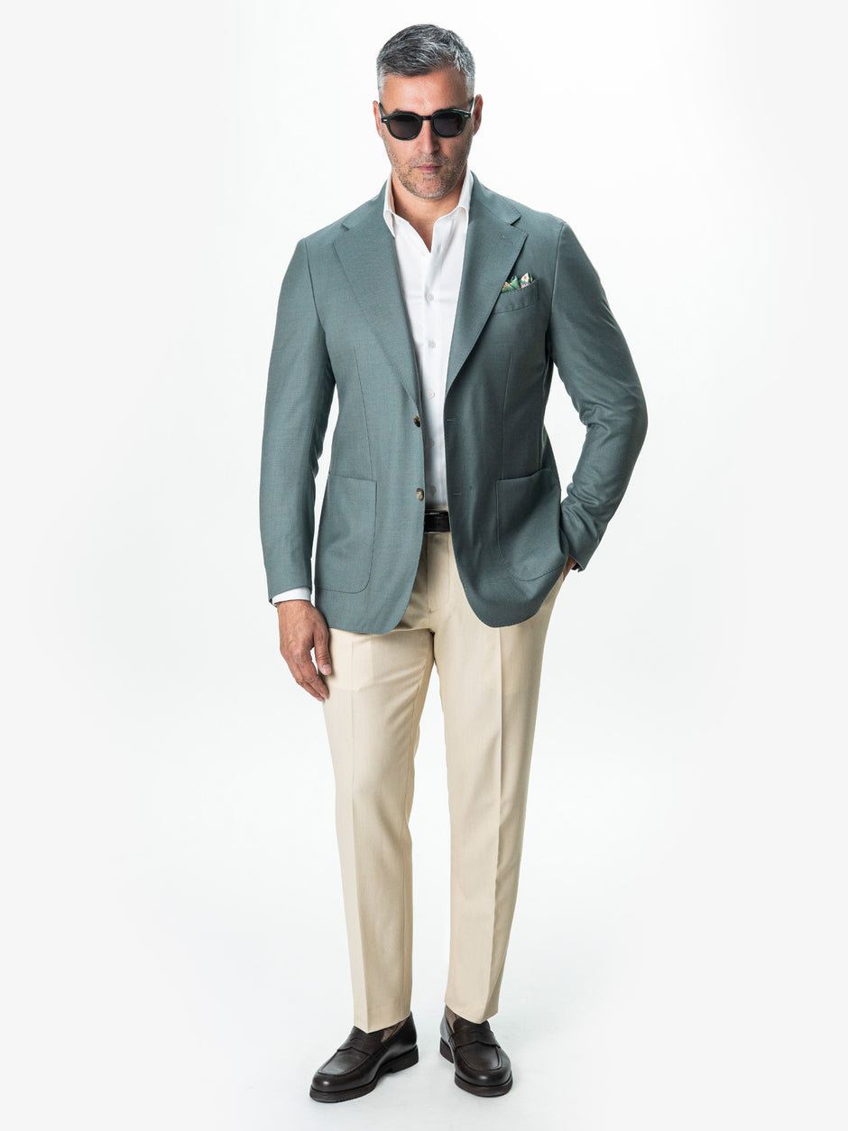 Pantaloni Barbati Crem Deschis Smart Casual Din Stofa Lana Sarto BMan700 (2)