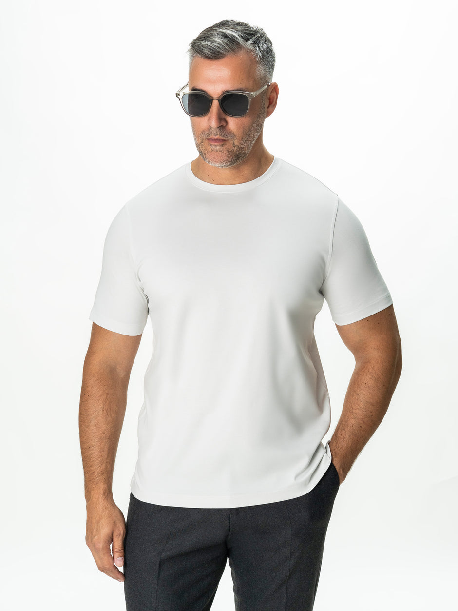Tricou Barbati Gri Deschis 100% Bumbac Egiptean Dublu Mercerizat BMan278 (6)