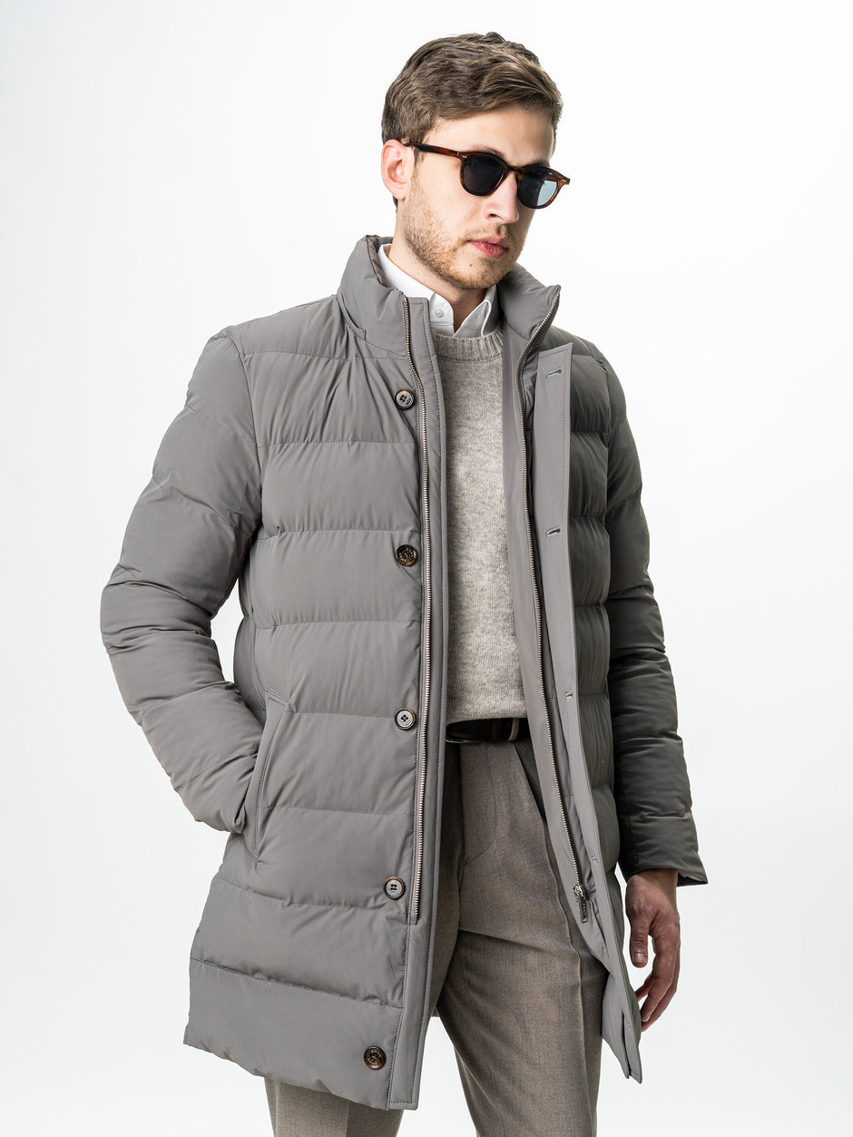 Geaca Barbati Crem Taupe de Iarna cu Blana Naturala si Softshell BMan0199 (10)