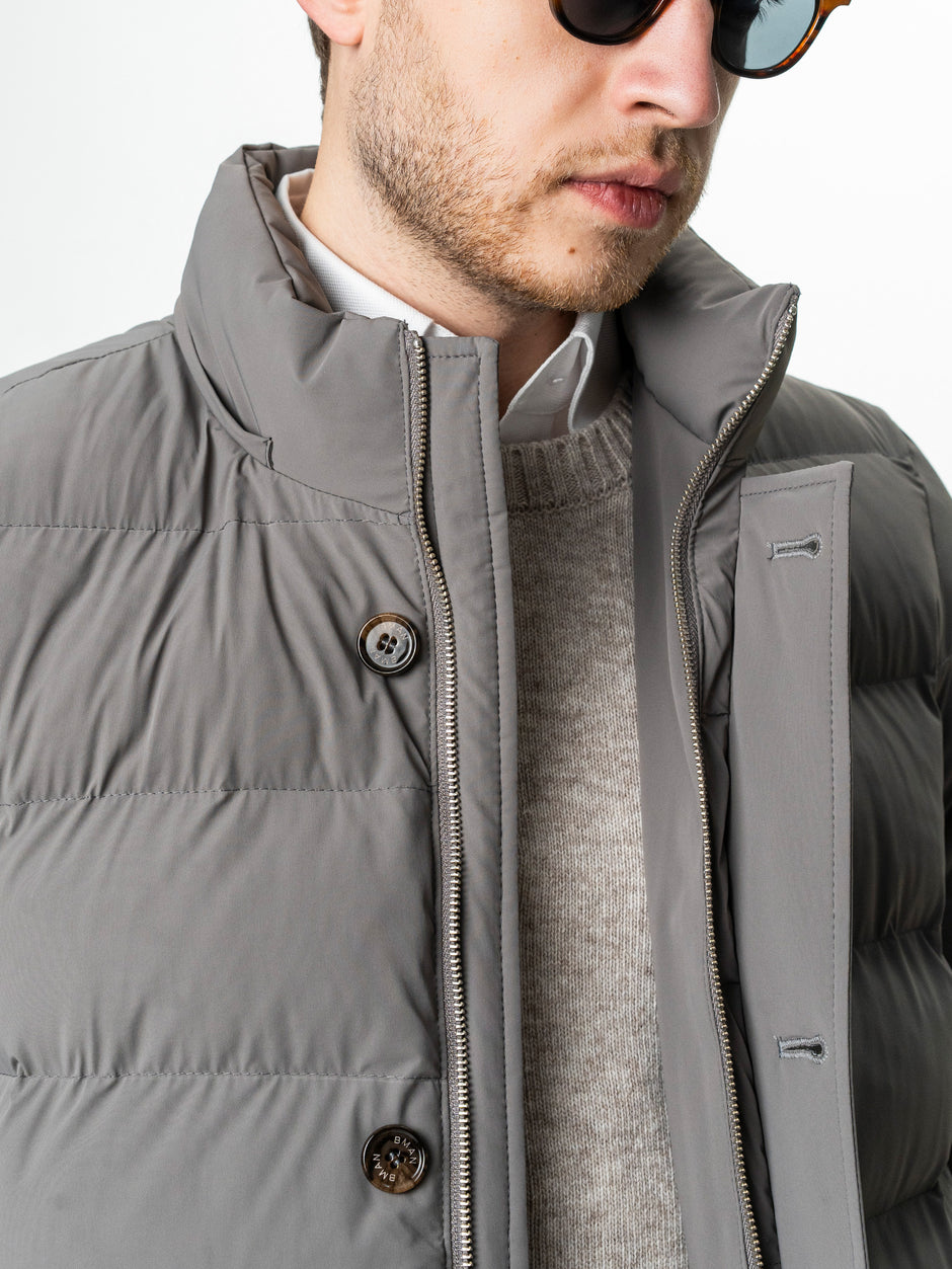 Geaca Barbati Crem Taupe de Iarna cu Blana Naturala si Softshell BMan0199 (11)