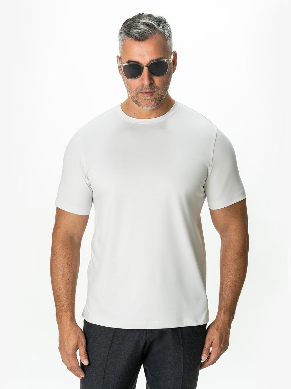 Tricou Barbati Gri Deschis 100% Bumbac Egiptean Dublu Mercerizat BMan278 (3)