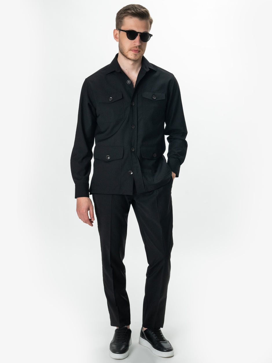 Pantaloni Barbati Negri Casual Din 100% Lana Vitale Barberis BMan0011 (7)
