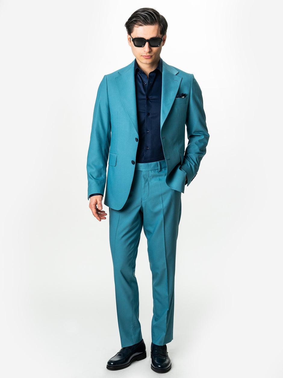 Costum Barbati Albastru Turcoaz De Vara Smart Casual BMan0018 (5)