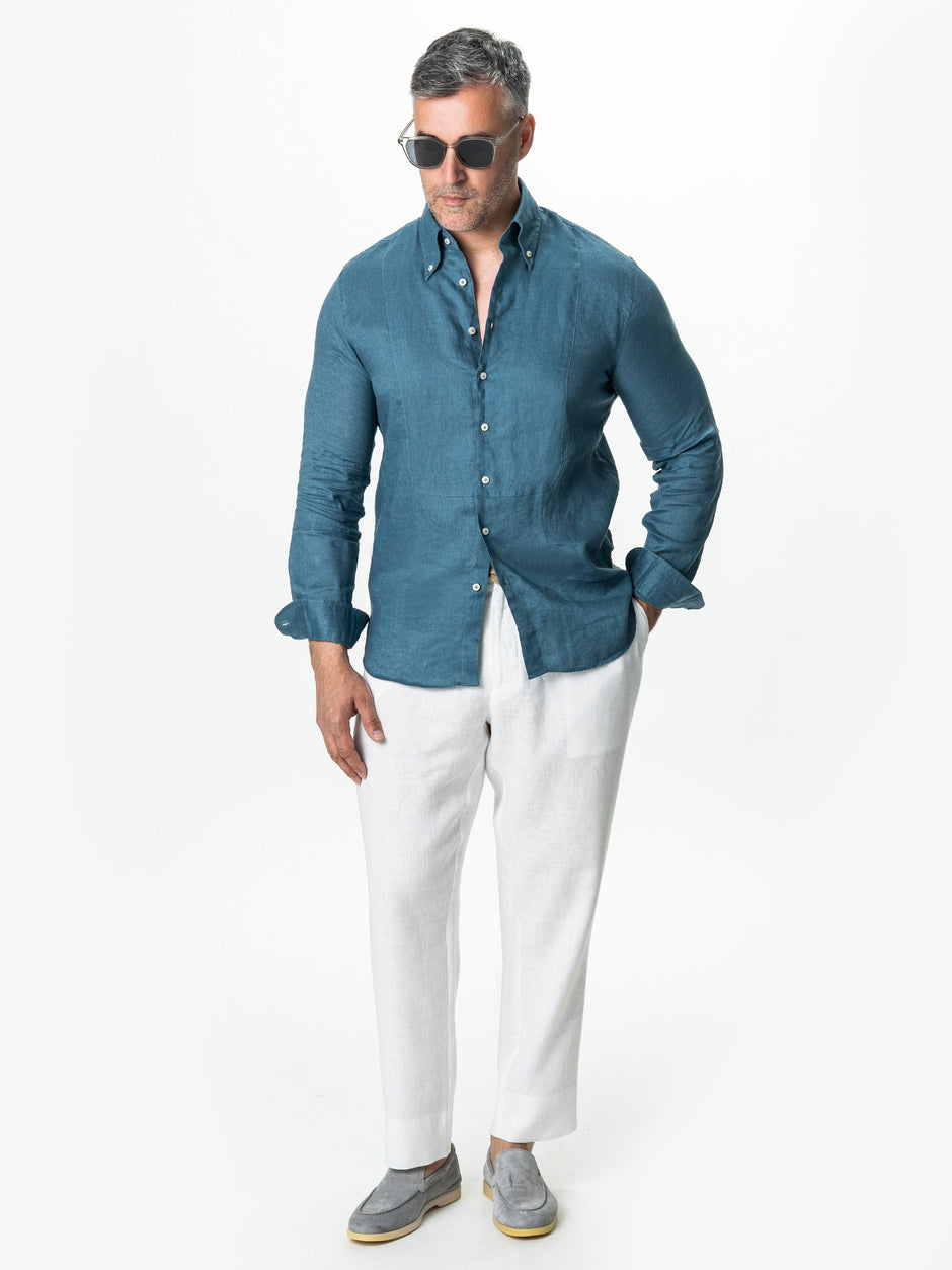 Camasa Barbati Albastru Marine 100% In Natural BMan0068 (4)