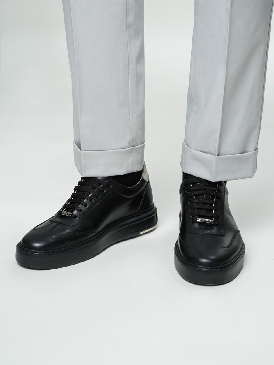 Pantofi Casual Barbati Sneakers Negri 100% Piele Naturala BMan0397 (1)