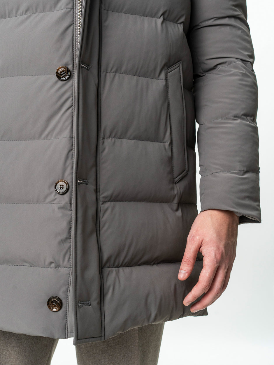 Geaca Barbati Crem Taupe de Iarna cu Blana Naturala si Softshell BMan0199 (9)