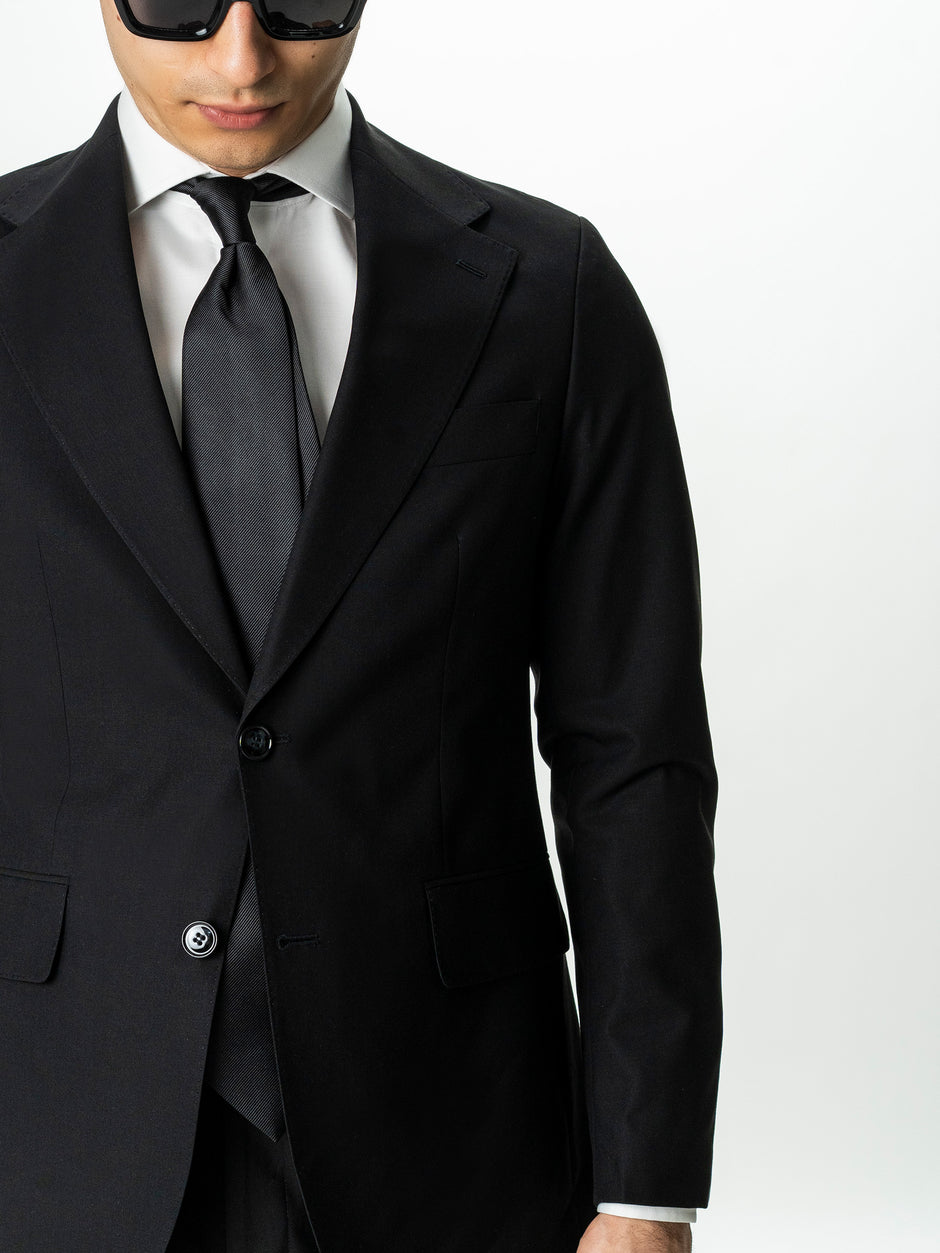 Costum Barbati Elegant Negru Impermeabil si Nesifonabil BMan0065 (3)