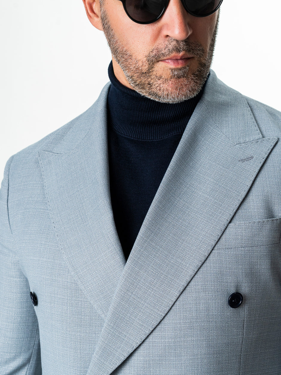 Sacou Barbati Albastru Blue Sky La Doua Randuri BMan0052 (3)