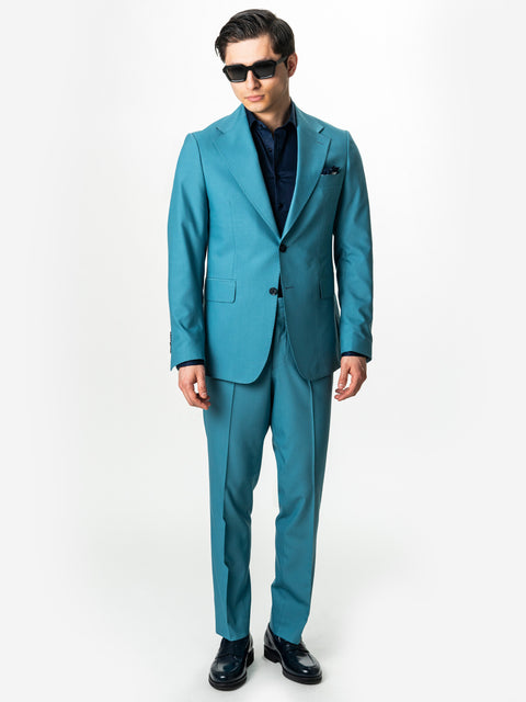 Costum Barbati Albastru Turcoaz De Vara Smart Casual BMan0018