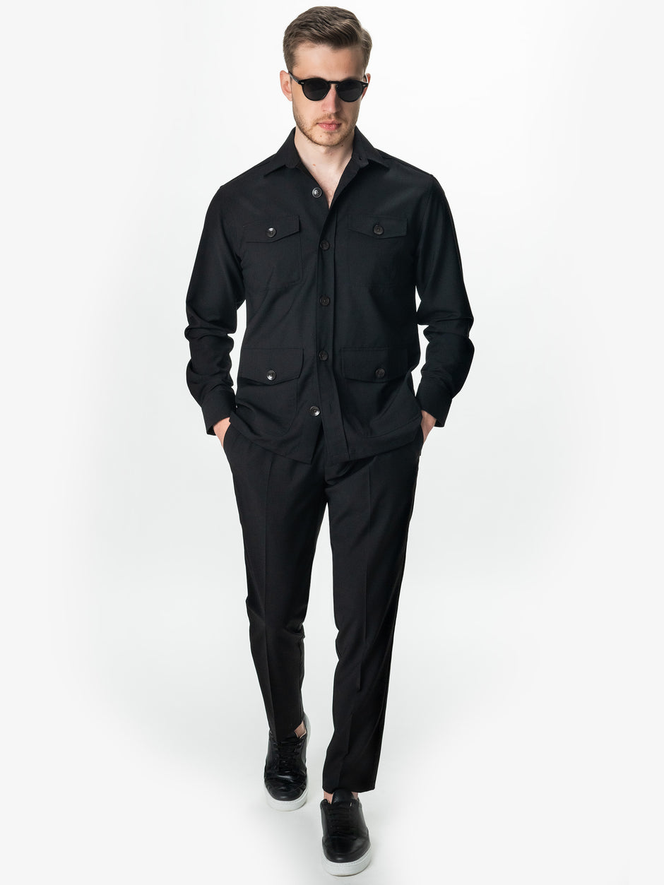 Pantaloni Barbati Negri Casual Din 100% Lana Vitale Barberis BMan0011 (5)