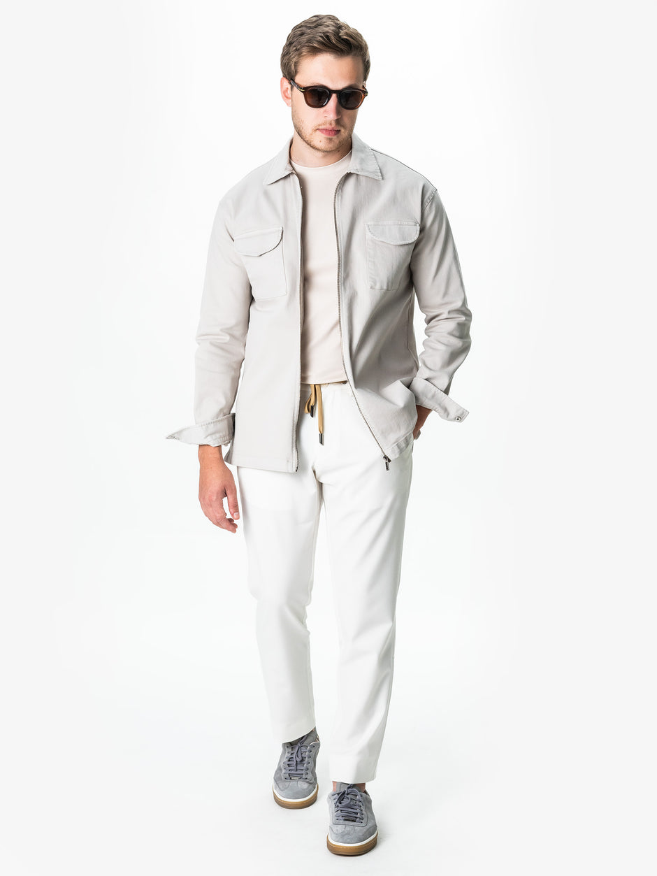 Pantaloni Casual Alb Perlat Barbati Bumbac Full Stretch BMan0012 (2)