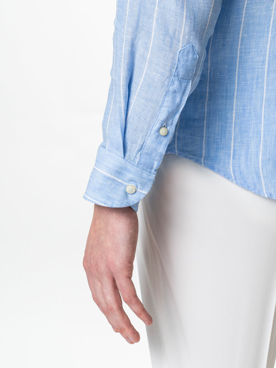 Camasa Barbati In Natural Albastru Bleu Dungi BMan0077 (6)