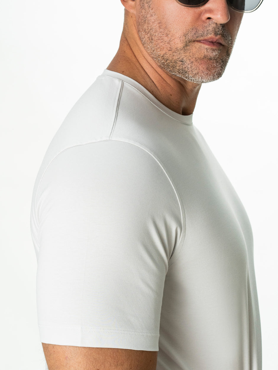 Tricou Barbati Gri Deschis 100% Bumbac Egiptean Dublu Mercerizat BMan278 (9)