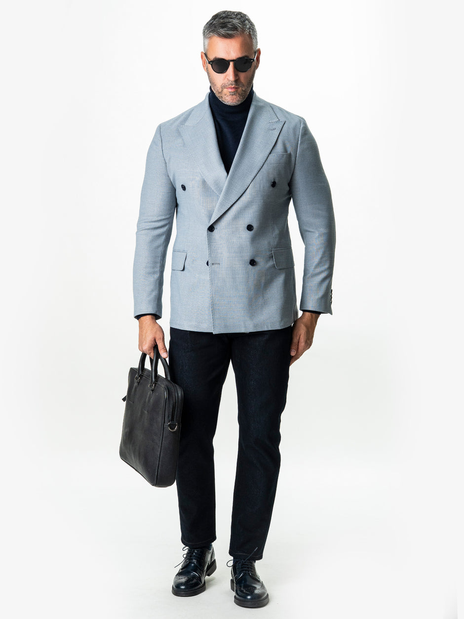 Sacou Barbati Albastru Blue Sky La Doua Randuri BMan0052 (6)