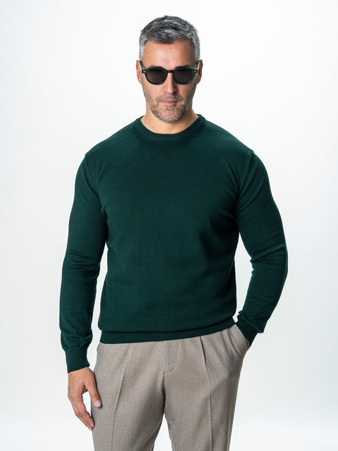 Pulover Barbati Guler Rotund Verde 100% Bumbac BMan0008