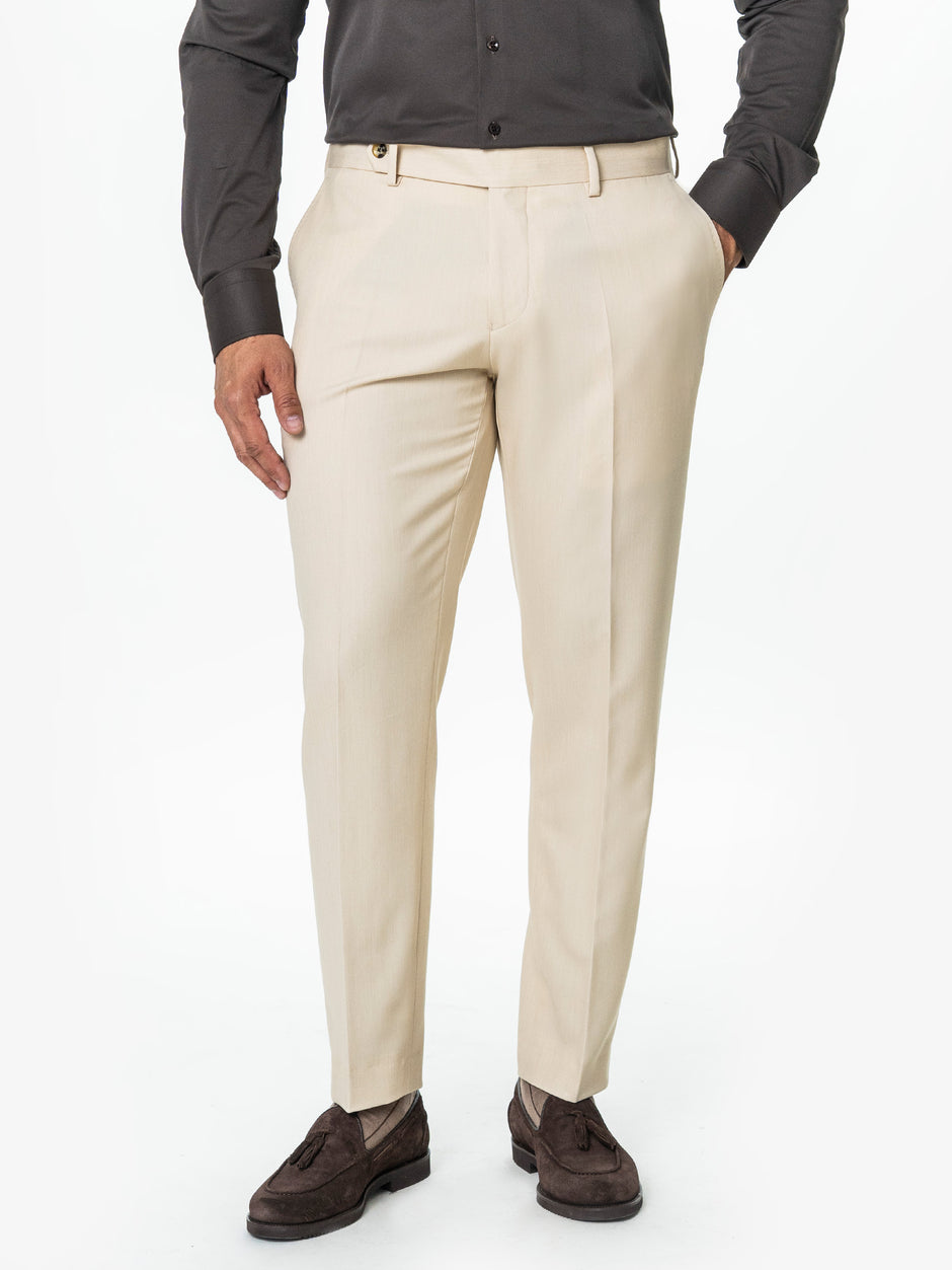 Pantaloni Barbati Bej Stofa Amestec Lana BMan700 (1)