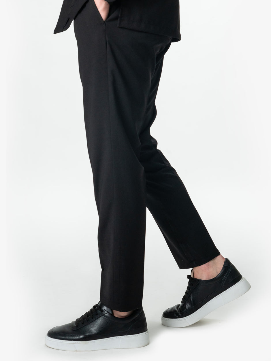 Pantaloni Barbati Negri Casual Din 100% Lana Vitale Barberis BMan0011 (4)