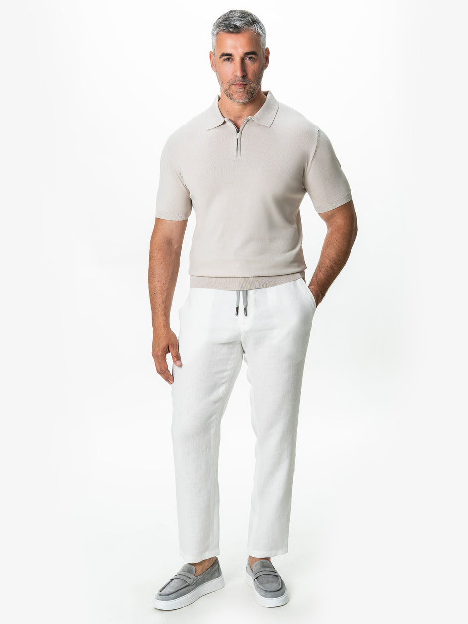 Tricou Barbati Polo Crem din Rayon cu Fermoar BMan0101 (6)