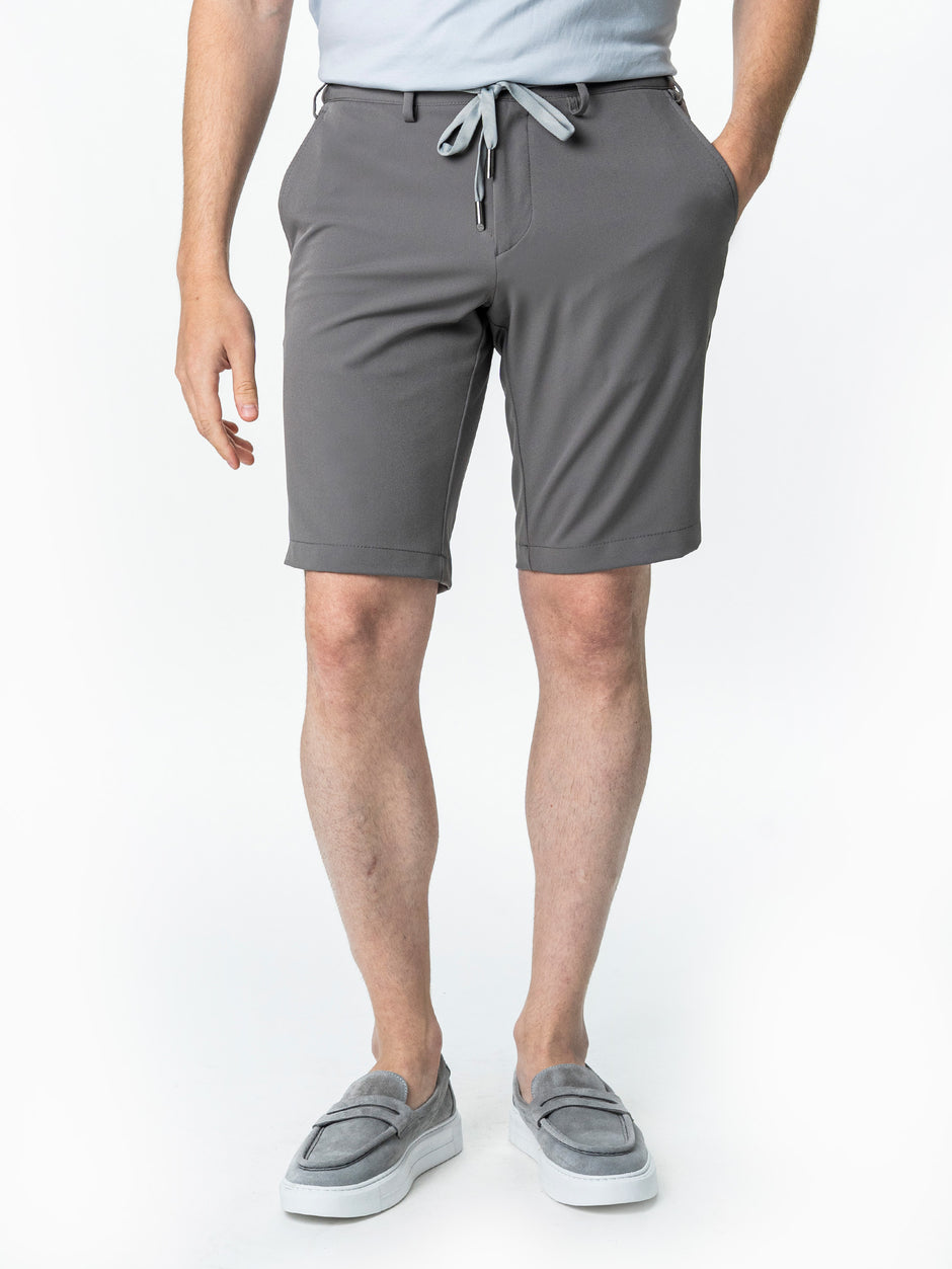 Pantaloni Scurti Flexo Cu Snur Barbati Gri Inchis Din Spandex Milano BMan178 (2)