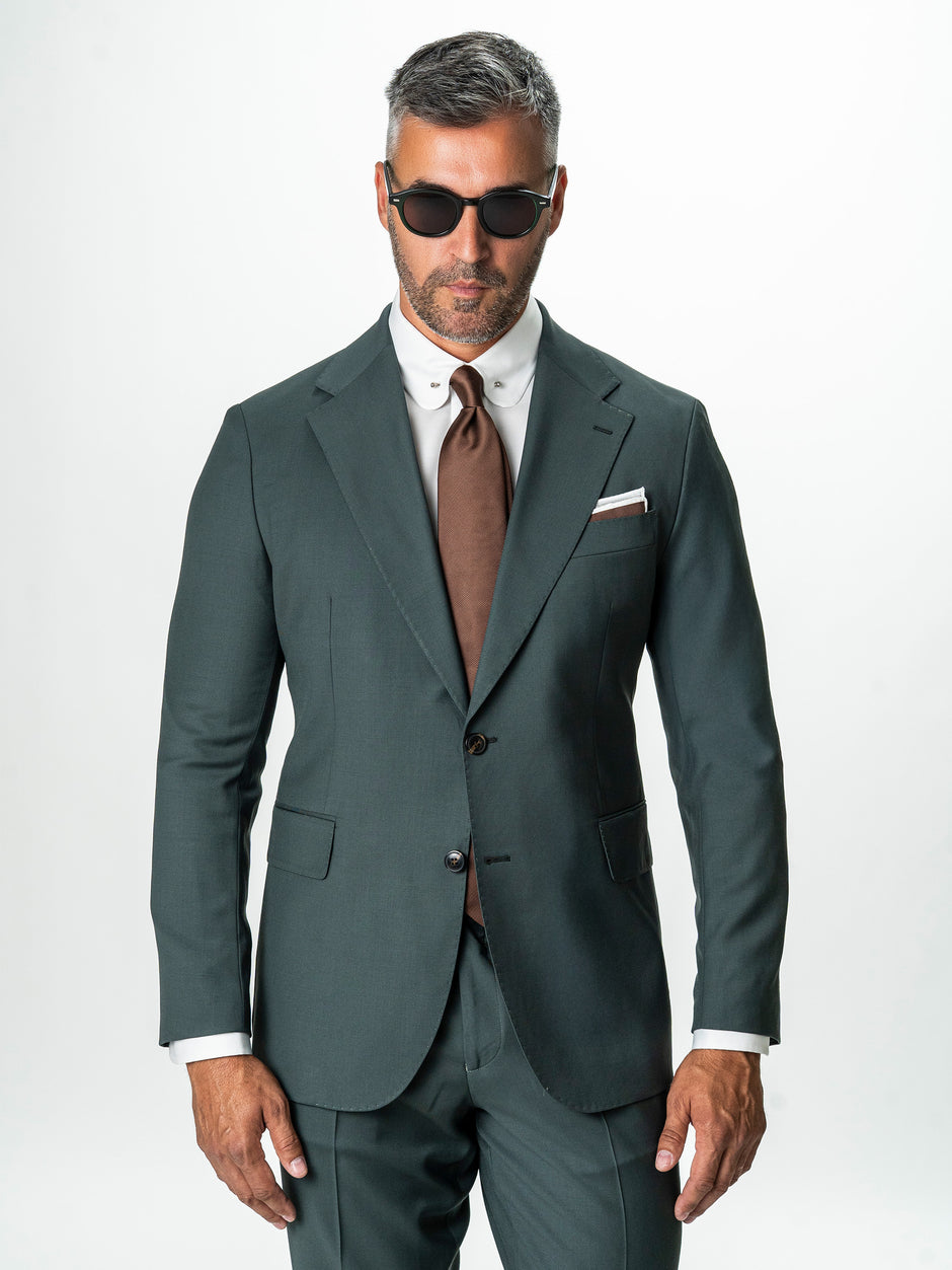 Costum Verde Maslin Barbati Lana Vitale Barberis Super110 BMan0051 (5)