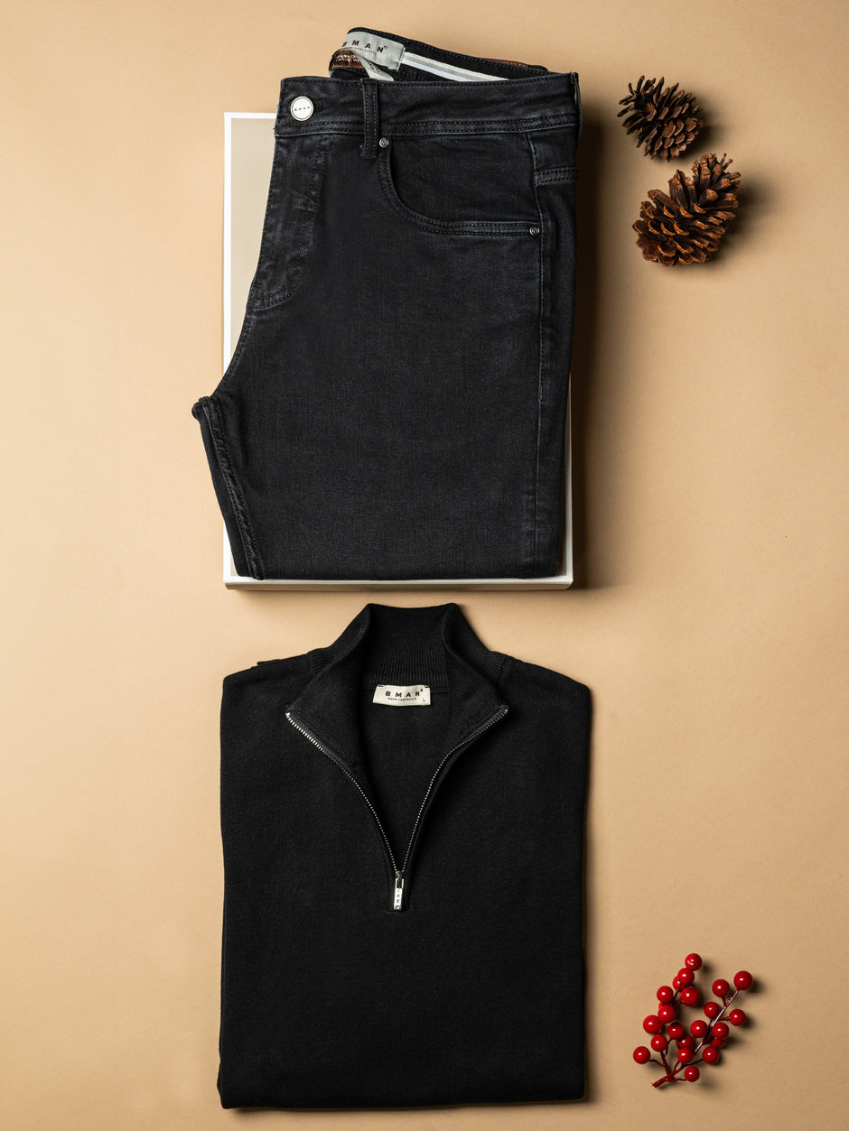 Pachet Cadou Barbati Blugi Si Pulover Cu Fermoar Bman0294 (1)