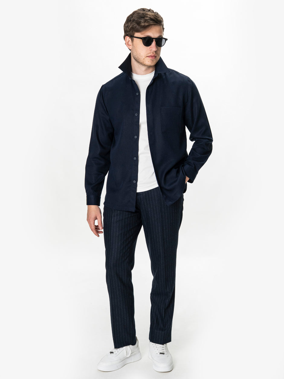 Camasa Barbati Bleumarin Inchis din 100% Bumbac Relaxed Fit BMan0407 (2)