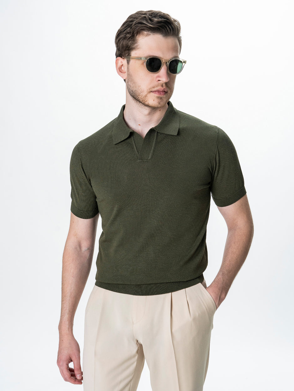 Tricou Polo Barbati Rayon Verde Kaki BMan0100 (4)