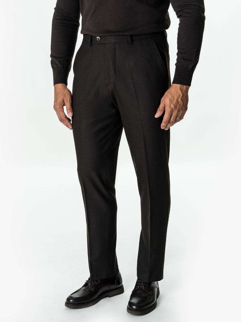 Pantaloni Eleganti Barbati Maro Cafeniu din Lana BMan0110 (5)