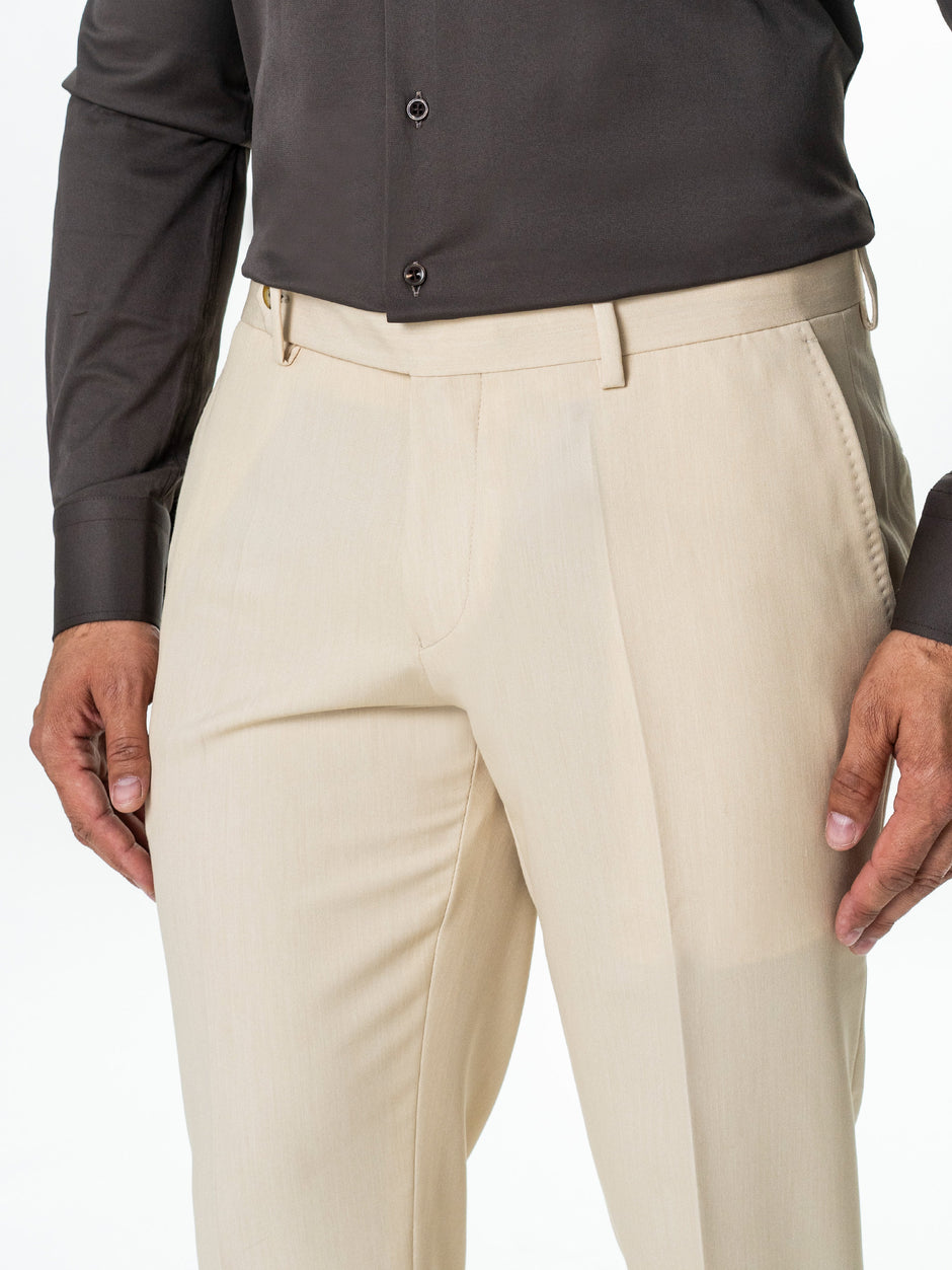 Pantaloni Barbati Bej Stofa Amestec Lana BMan700 (3)