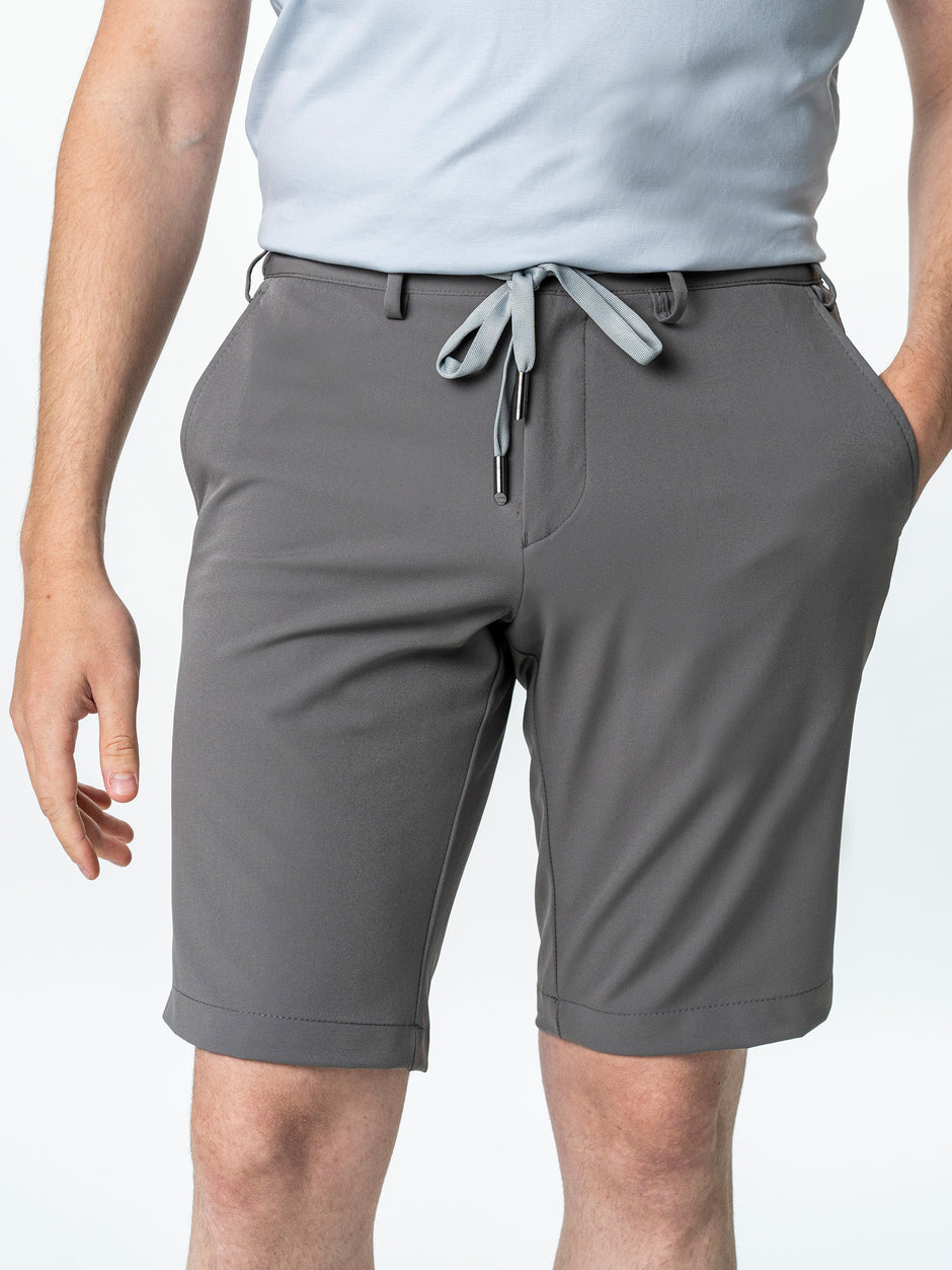 Pantaloni Scurti Flexo Cu Snur Barbati Gri Inchis Din Spandex Milano BMan178 (4)