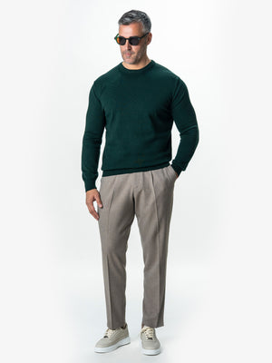 Pulover Barbati Guler Rotund Verde 100% Bumbac BMan0008