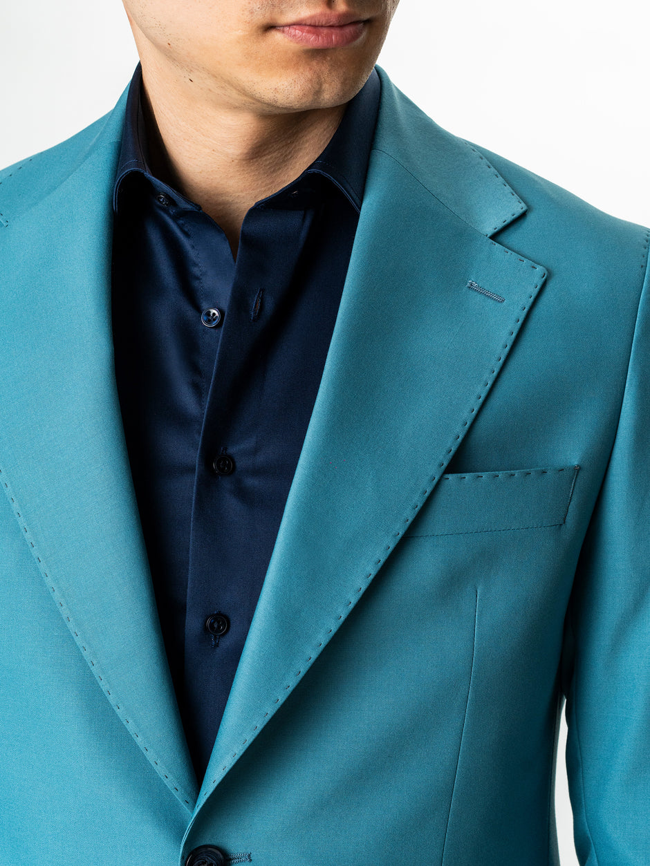 Costum Barbati Albastru Turcoaz De Vara Smart Casual BMan0018 (3)