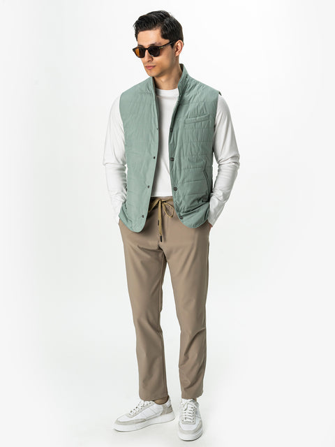 Vesta Barbati Casual Verde Cu Inchidere Prin Capse Design Punto BMan0002