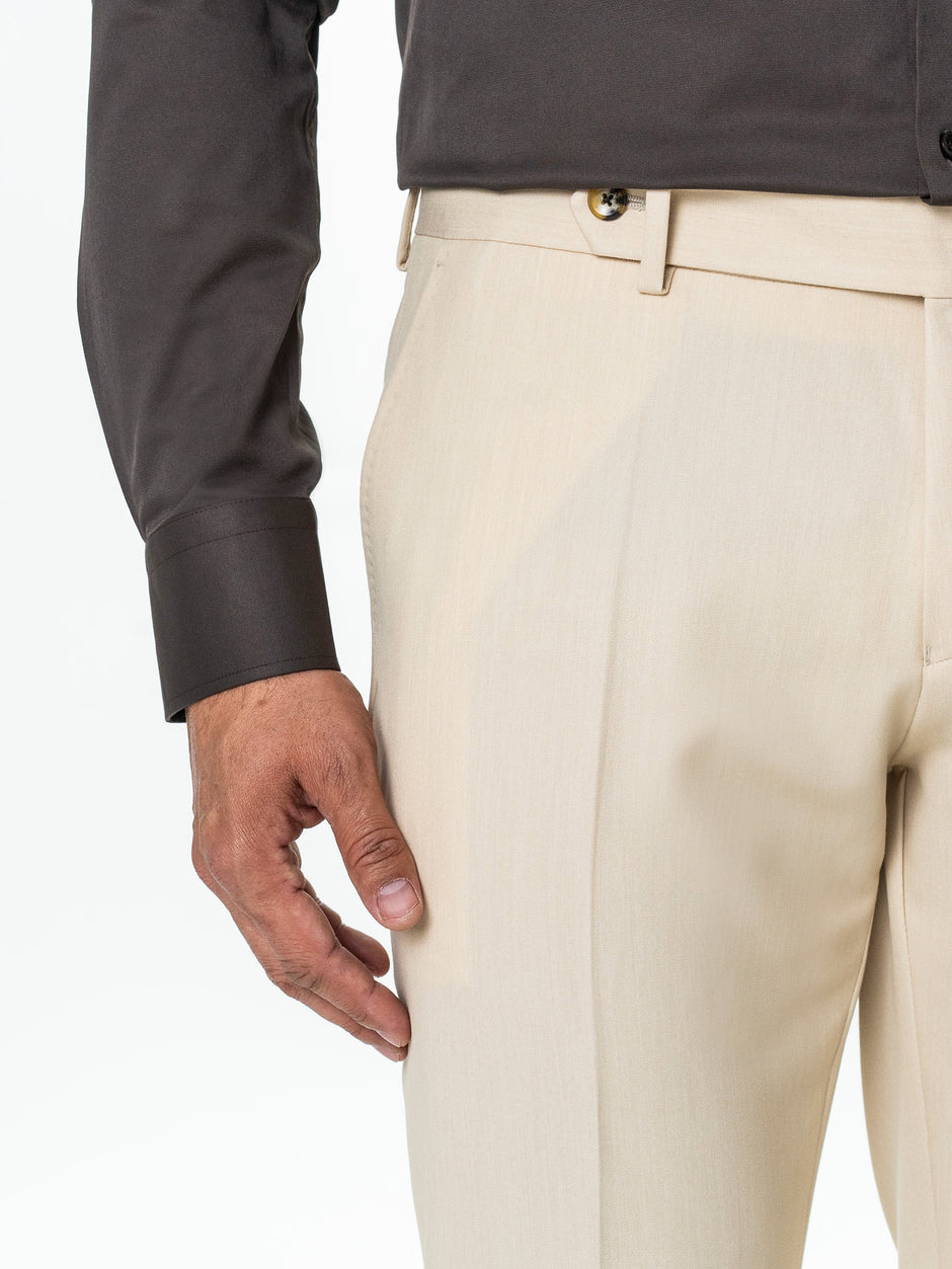 Pantaloni Barbati Bej Stofa Amestec Lana BMan700 (7)